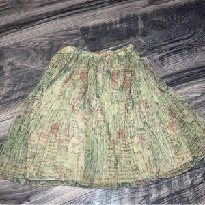 KENAR Women's Skirt Size Medium Cotton Green Pleated Skirt